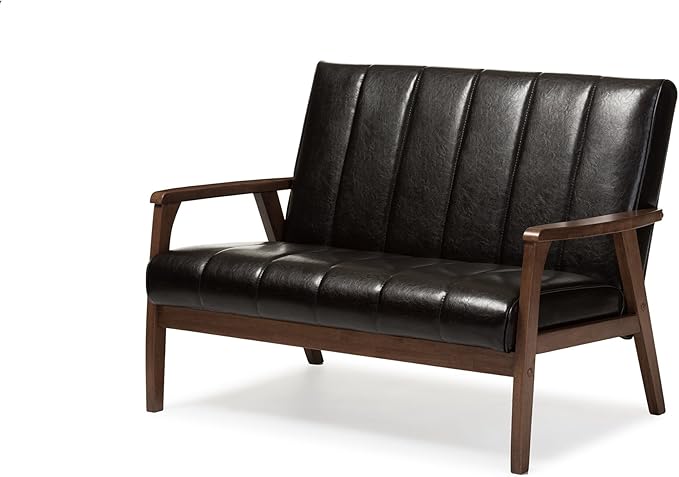Baxton Studio Nikko 2-Seater Sofa 29.45LX44.66WX31.59H Dark Brown
