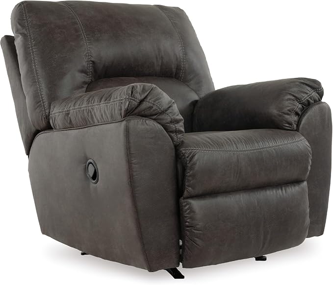 Signature Design by Ashley Tambo Faux Leather Manual Rocker Recliner Gray