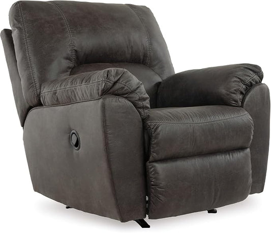 Signature Design by Ashley Tambo Faux Leather Manual Rocker Recliner Gray
