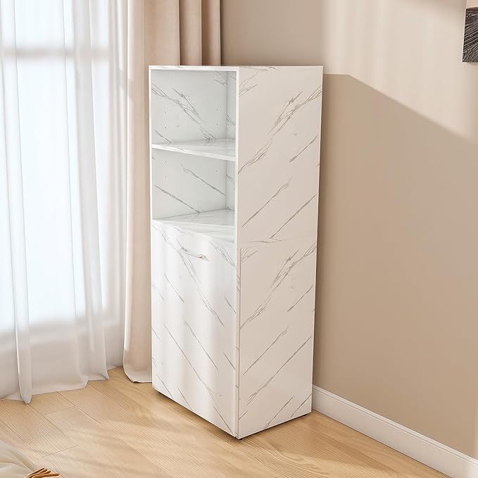 LUMISOL Folding Out Desk with Storage Shelves Expandable Hidden Computer Desk with Storage for Home &amp OfficeSpace-Saving Design White Marble
