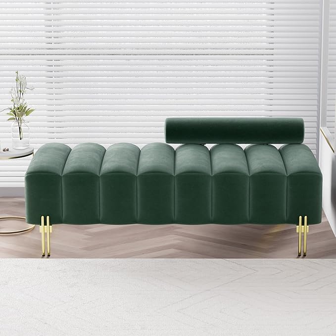 Small Loveseat Sofa Couch 52.2 Modern Velvet Mini Couch for Bedroom with Golden Legs Upholstered Settee Bench with Adjustable Back for Living Room Office Compact Space Emerald Green