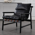 DUOMEI Faux Leather Accent Chair Mid Century Modern Living Room Chairs with Solid Wood Frame Upholstered Lounge Reading Chair Comfy Arm Chair Cozy Recliner for Bedroom/Guest Room Black