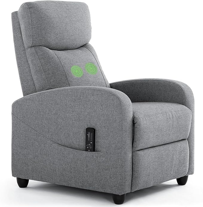 Recliner Chair with Massage and Lumbar Support Small Fabric Home Theater Seating Adjustable Modern Reclining Chair for Adults in Living Room
