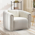 Bonzy Home Swivel Barrel Chair Modern Velvet Swivel Accent Chair with Channel Tufting Soft Upholstered Armchair for Living Room Bedroom Office (White 1 Pack)