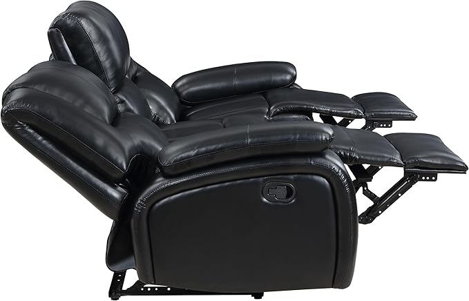 Coaster Home Furnishings - Camila - Fabric - Upholstered Motion Reclining Sofa with Pillow Armrests Channel Tufted Cushions and Wall-Hugger Design - Living Room - 30-Inch - Black - 610244
