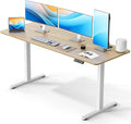 Large Electric Standing Desk 63 x 24 Inches Height Adjustable Sit Stand Computer Desk Home Office with Memory Presets (Spliced DesktopOak)