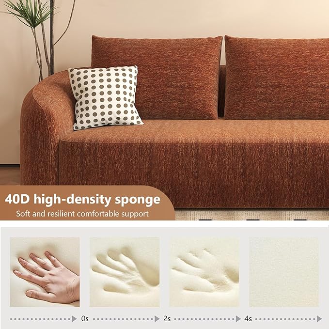 111 U Shaped Modern Modular Sectional Curved Sofa with Ottoman Minimalist Style Comfy Cloud Couch for Living Room Apartment No Assembly Required Boneless Couches (OrangeRight Facing Chaise)