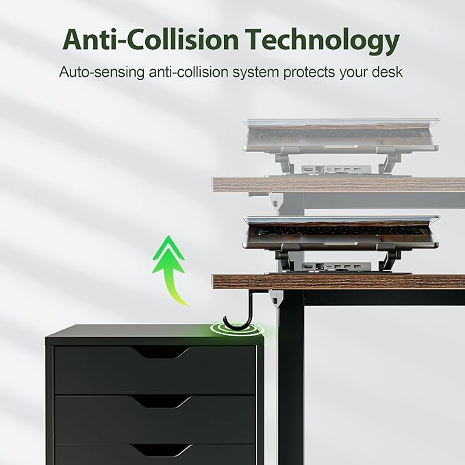 Agilestic Height Adjustable Desk with Keyboard Tray 55 x 24 Inches Electric Standing Desk with Memory Preset Stand up Computer Table Lightweight Board Dark Brown