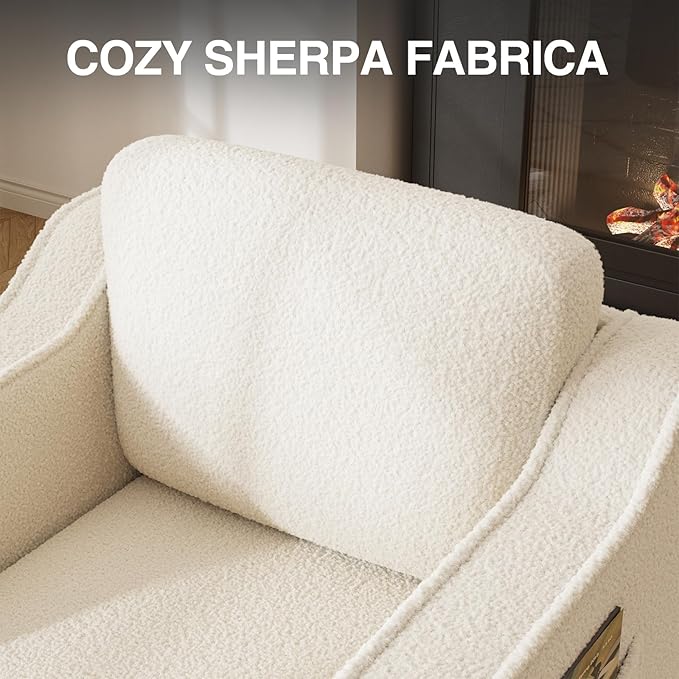 Swivel Accent Chairs for Living Room 30 Inches Modern Arm Chair Upholstered Armchair Single Sofa for Bedroom Apartment Reading Room White