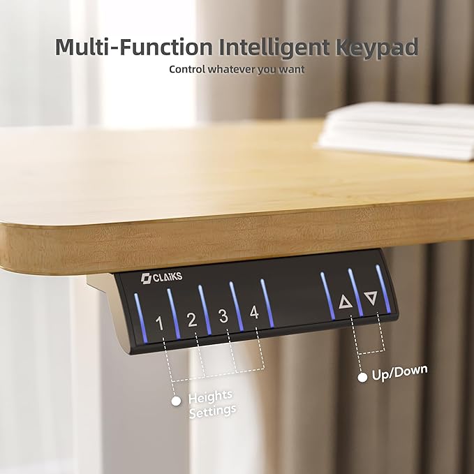 Claiks L Shaped Standing Desk Adjustable Height Dual Motor Electric Corner Standing Desk 63x55 inch with Splice Board Bamboo
