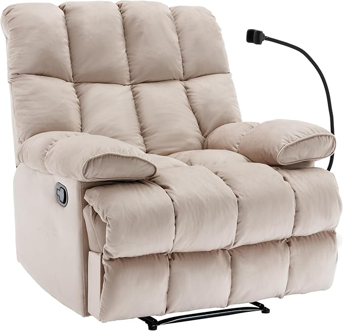 Oversized Recliner Chair Big Mans Recliner Chairs for Adults 400lbs Wide Recliners for Tall Man Large Recliner Chair for Living Room(Cream)