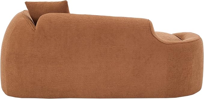 DEINPPA Modern Chaise Lounge with Pillow Chenille Comfy Cloud Couch for Living Room Bedroom Apartment No Assembly Needed-Orange | Lasting Support
