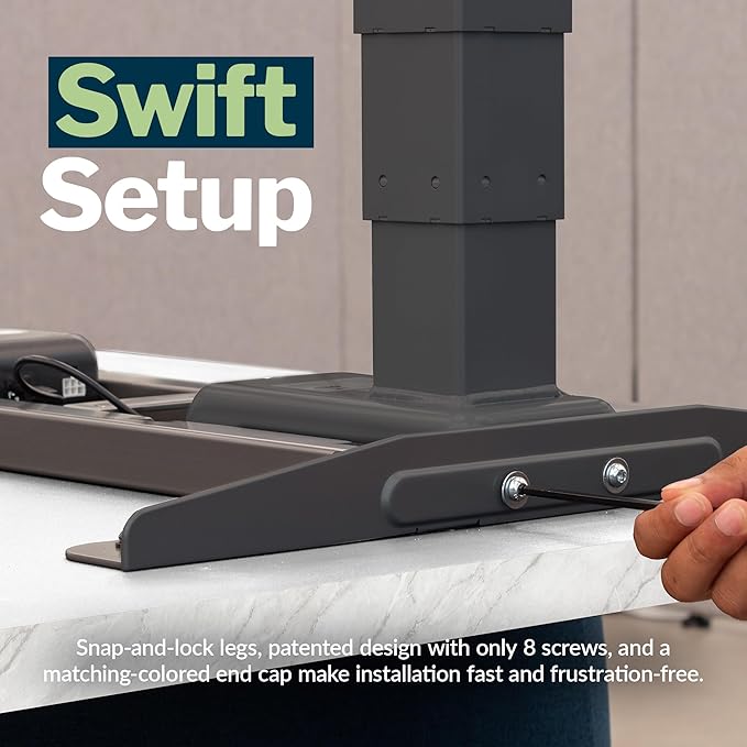 Vari ComfortEdge 60x30 Inch Adjustable Electric Standing Desk – Limited Edition Sit Stand VariDesk with Memory Presets &amp Sloped Front Edge + Tool-Free Assembly (Marble/Slate Legs)