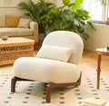 KEIKI Accent Chair with Solid Wood Legs Velvet Single Seat Sofa for Living Room or Bedroom Comfy Armless Reading Chaise Lounge White
