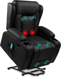 Best Choice Products PU Leather Electric Power Lift Chair Recliner Massage Chair Adjustable Furniture for Back Legs w/ 3 Positions USB Port Heat Cupholders Easy-to-Reach Side Button - Black