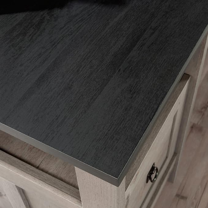 Sauder August Hill L-Shaped Home Office Desk Farmhouse Corner Desk with File Drawer Cable Management Mystic Oak Finish
