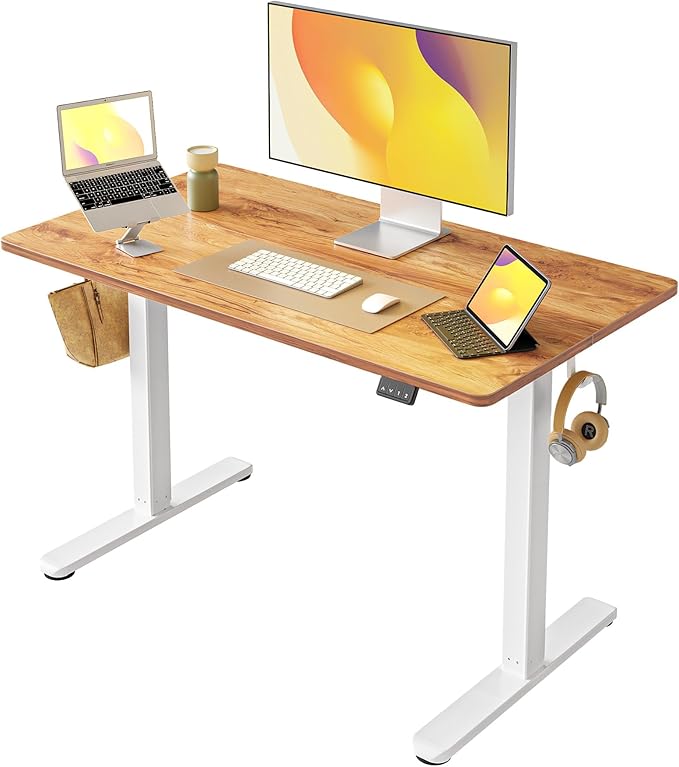 FEZIBO Electric Standing Desk Height Adjustable Stand up Desk 40 x 24 Inches Sit Stand Home Office Desk Computer Desk Light Rustic Brown