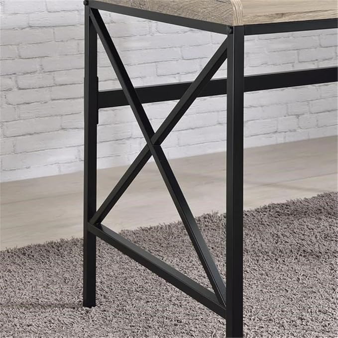 Pemberly Row Contemporary Gray Wood and Black Metal Desk USB Port and Electrical Outlet 48.75 in Wide Modern Design with Hidden Storage Levelers Home Office Workspace Furniture
