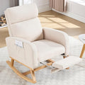 Rocking Chair Nursery Nursing Rocking Chairs with Foot Rest for Mom Nursery Glider Rocker Chair with Footrest and High Backrest for Living Room Bedroom Beige