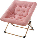 OAKHAM Comfy Chair for Adults Soft Faux Fur Folding Lounge for Bedroom Living Room Dorm Rooms Flexible Reading Chair for Teens Kids X-Large Foldable (Faux Fur-Blush Pink)