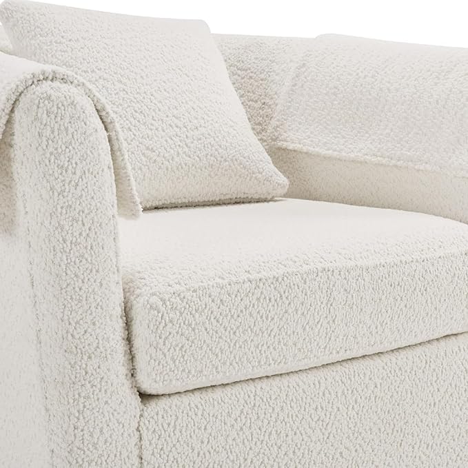 42 W Oversized Swivel Barrel Chair with Storage Ottoman Modern Upholstered Accent Chair Comfy Round Swivel Reading Sofa for Living Room or Bedroom