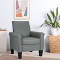 Lohoms Mid-Century Modern Accent Chair Overstuffed Leather Chairs for Living RoomUpholstered Comfy Club Chair Fake Faux Leather Armchair for Bedroom Apartment Office Lounge PU Leather Grey