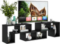 Tangkula 3 Pieces Console TV Stand Free-Combination Entertainment Center for 50 55 60 65 Inch TV Minimalist Modern TV Media Stand DIY Open Storage Bookcase Shelf for Living Room (Black)