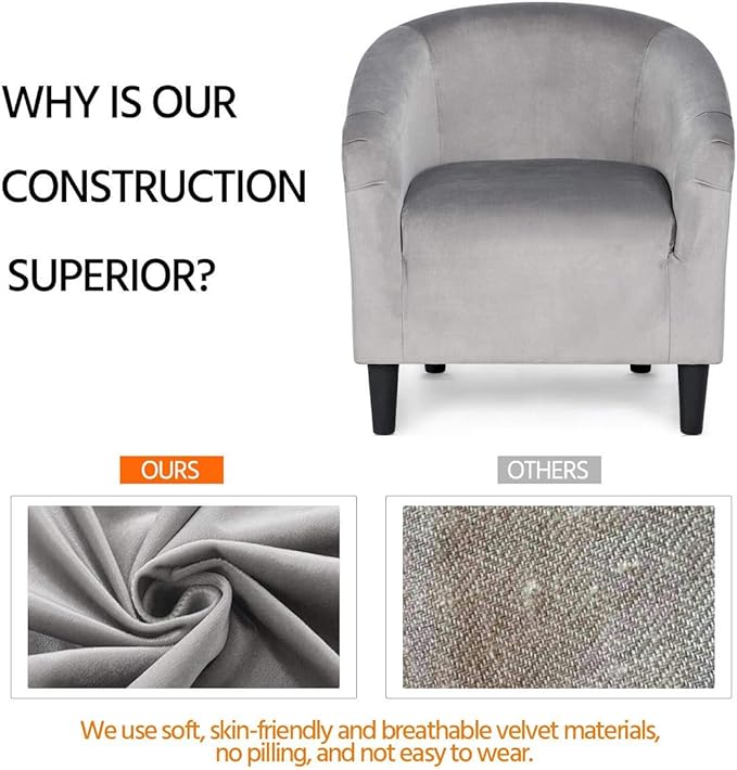 Yaheetech Barrel Chairs Furry Accent Chairs with Soft Padded Armrest for Living Room Bedroom Waiting Room Office Set of 2 Gray