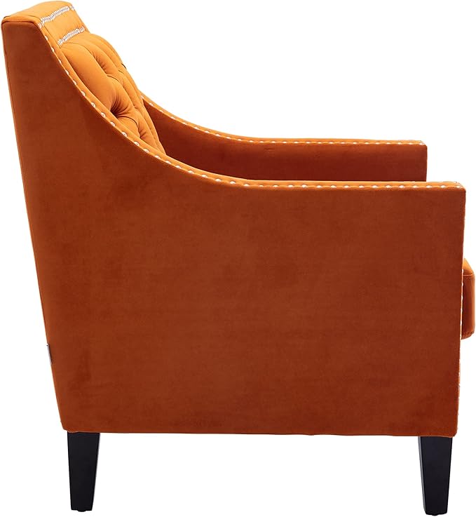 Accent Armchair Living Room Chair with Nailheads and Solid Wood Legs