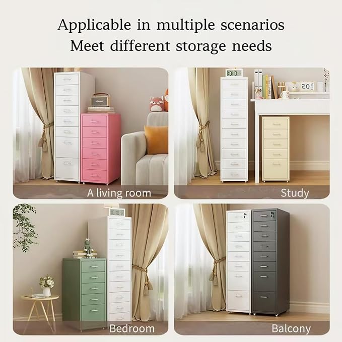 Rolling File Cabinet Small Rolling Filing Cabinet for Home Office for A4 Letter-Size Documents