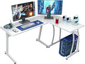 SUPER DEAL L-Shaped Corner Desk Computer Gaming Desk - Modern Home PC Table Office Writing Workstation White