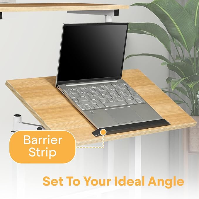 Small Standing Desk Adjustable Height and Angle Computer Laptop Desk Home Office Sit Standup Desk Portable Rolling Desk with Wheels 2 Platforms Natural