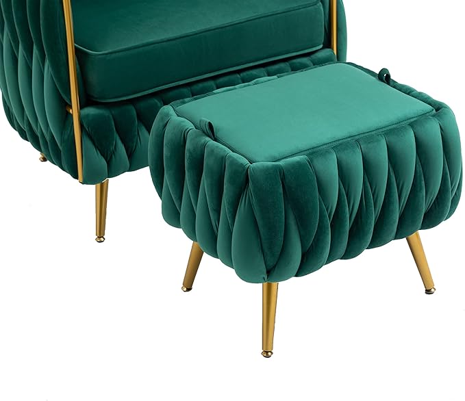 Accent Chair with Storage Ottoman Chair Tufted Barrel Chair Set Arm Chair for Living Room Bedroom