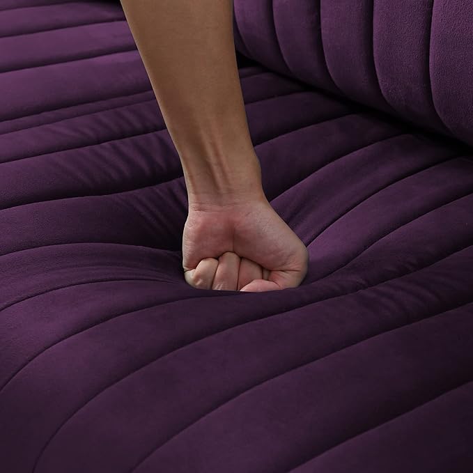 Purple Velvet Accent Chair Living Room Chair Upholstered Middle Chair with Gold Legs not Sold Separately Needs to be Combined with Other Parts or Multiple Seats