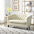 Emma Love Seat Button Tufted Faux Leather Barrel Loveseat Midcentury Modern 2 Seater Sofa Couch Small Loveseat for Small Spaces Bedrooms Couches for Living Room Easy Tool-Free Assembly - Cream