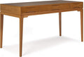 SIMPLIHOME Harper Desk - 60 Inch Wide Solid Wood Writing Desk in Light Golden Brown Mid-Century Modern Home Office Computer Table for Study with 2 Drawers and Flip-Down Keyboard Tray