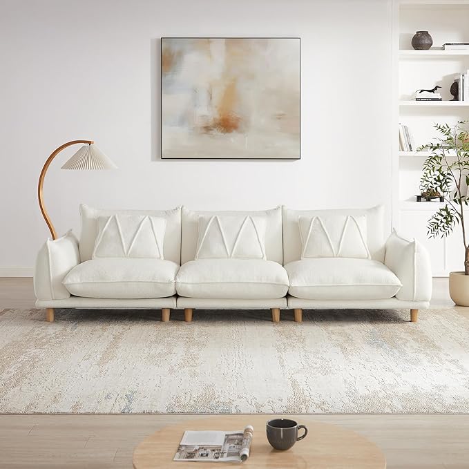 Oversized Modular Sectional Sofa Convertible L Shaped Couch with Ottoman Deep Seat Cloud Couch 126 inch Width 4 Seat Couches with Solid Wood Leg Modern Sofa for Living Room