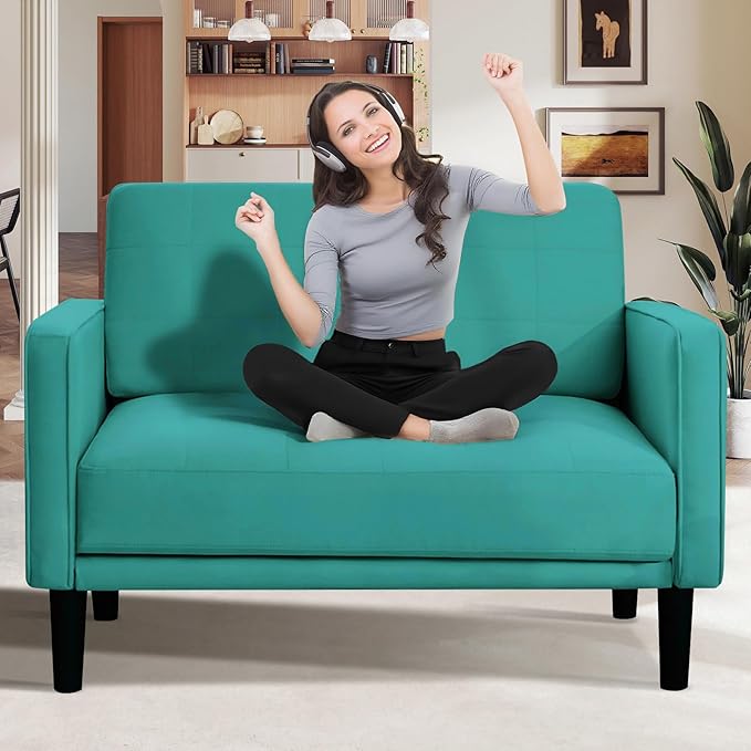 45 Green Comfy Sofa for Small Spaces Small Sofa with Removable Washable Cover High Density Foam Cushions Solid Wood Frame Ideal for Apartments Easy to Assemble Couch