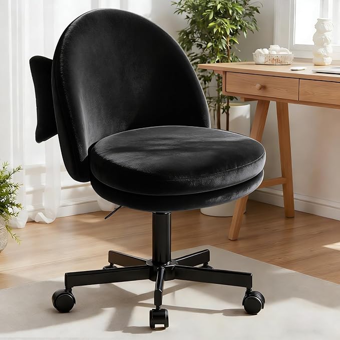 COMHOMA Vanity Chair with Velvet Fabric Small Tall Armless Chair with Back Cute Candy Chair for Girls Gift Living Room/Makeup Room/Bedroom/Kitchen (Height Use: Adjustable from Desk to Bar Height)