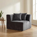 · REDEARTH · Right Armchair Velvet Sectional Sofa No-Assembly Compressed Couch in a Box Firm Support Boneless Modular System in Plush Velvet for Living Room (1-Seater) Dark Gray