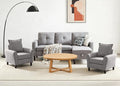 3 Piece Living Room Sofa Sets Modern 3 Seater Sofa with Storage Ottoman and 2 PSC Armchair Couch Sets Easy Assembly Modern 5 Seat Sectional Couches for Living Room Office Light Grey
