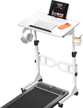 Small Standing Desk with Wheels 29.5-45.3 Inch Adjustable Height Portable Treadmill Desk Rolling Computer Table for Walking Pad with a Cup Holder and a Hook