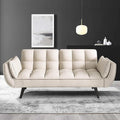 KINFFICT 57 inch Beige Futon Sofa Couch Bed Comfy Velvet Upholstered Loveseat Convertible Sleeper Sofa cama with Adjustable Backrest Mid Century Modern Sofas for Living Room Bedroom Small Space