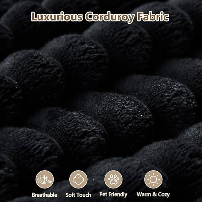 Modular Sectional Sofa Corduroy Plush L Shape Cloud Couch Modern Deep Seat Boneless Couches for Living Room Large Compression Sofas Luxury Fluffy Couchs Sectionals Black