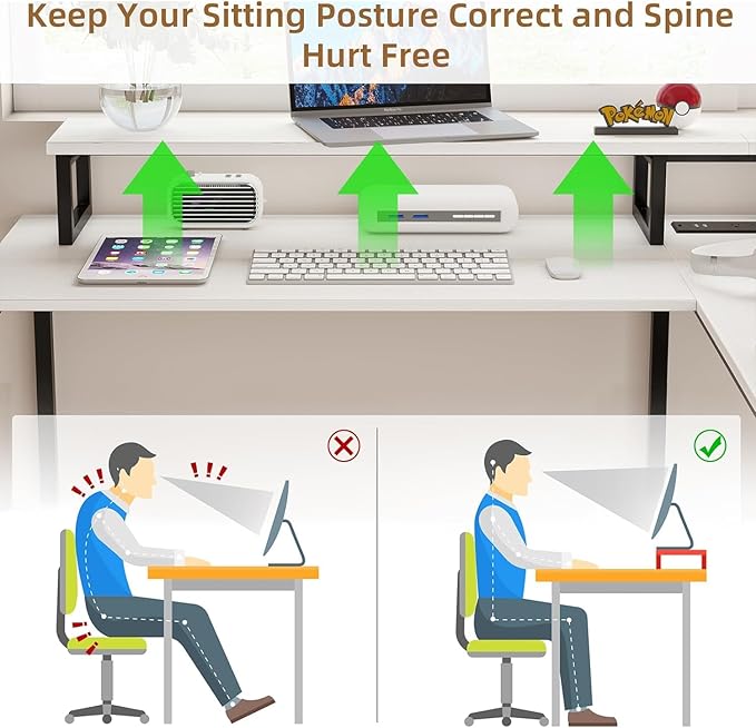 Mexin Double Desk for Two People - 83.7 Inch 2 Person Desk with Storage Shelves and Power Outlets Home Office Desk with Monitor Stand Long Gaming Desk Large Workstation White