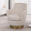 Swivel Accent Chair Modern Velvet American Design Swivel Round Barrel Chairs Upholstered Cozy Style for Living Room Bedroom Home Office (Velvet Beige 1 Pack)