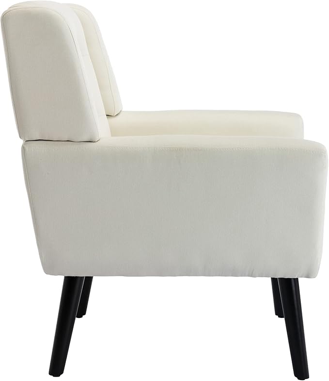 Modern Accent Chair Oversized Accent Chair Corner Chair Mid Century Modern Chair Comfy Reading Chair Upholstered Armchair Modern Chairs for Living Room (Beige Linen)
