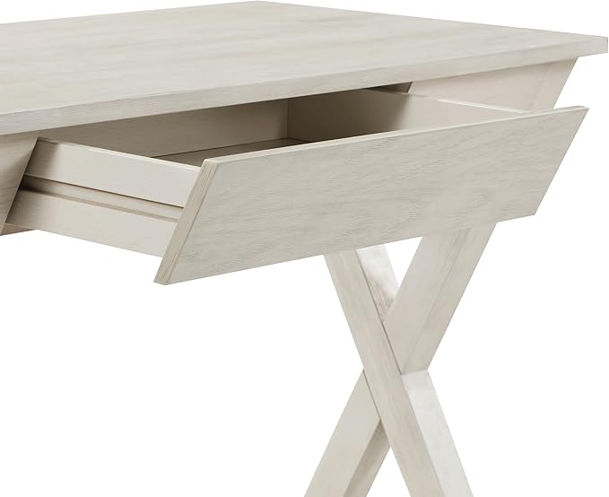OSP Home Furnishings Marna Modern Writing Home Office Desk with Drawer Weathered White Finish