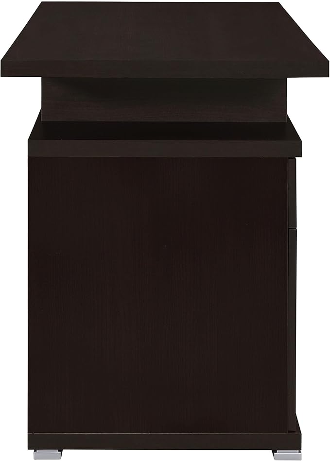 Coaster Home Furnishings - Irving - Engineered Wood - 47-Inch 2-Drawer Computer Desk with File Cabinet Rectangular Desk with Smooth Top and Plastic Glides - Home Office - Cappuccino - 800109
