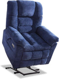 Triple Motor Power Lift Recliner Chair with Massage and Dual Heat for Elderly People Zero Gravity Lay Flat Recliner Infinite Position USB Ports（Navy Blue）